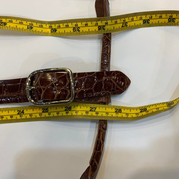 Peter Powchik Bespoke Production Alligator Braces | Cognac Alligator with Silver Fittings | Finest Quality American Alligator
