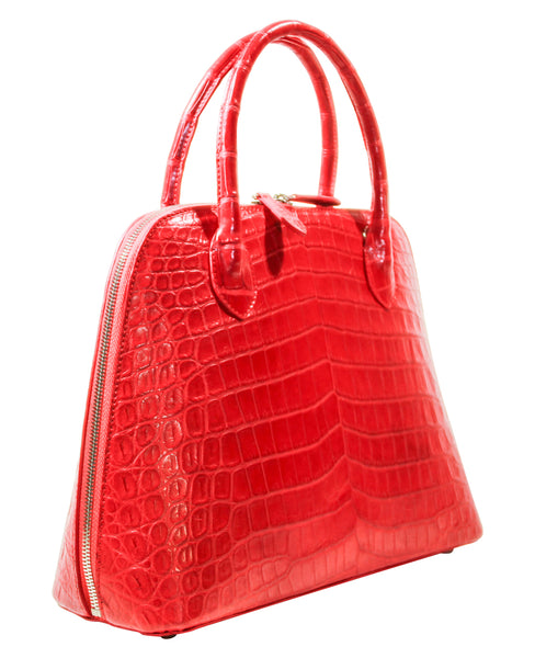 Alligator Purse | Authentic American Alligator Handbag | The Patricia | 15" shown in Classic Red | Hand Made in America in your colour