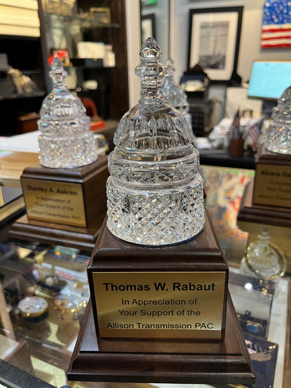 Allison Transmission | Waterford Crystal Capitol Dome on Natural Walnut with Engraved Brass Plate