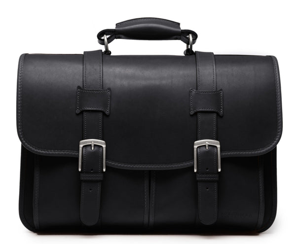 Garfield Leather Brief Case | Flap Over Computer Bag in Tan Leather | Made in USA | Initials and Gift Wrap | Korchmar Leather |