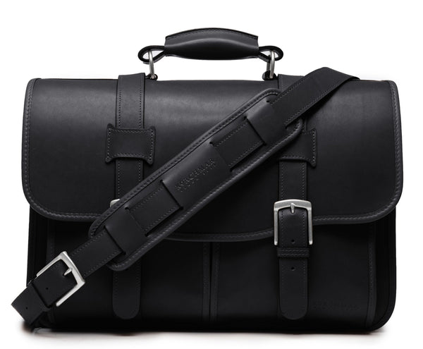 Garfield Leather Brief Case | Flap Over Computer Bag in Tan Leather | Made in USA | Initials and Gift Wrap | Korchmar Leather |