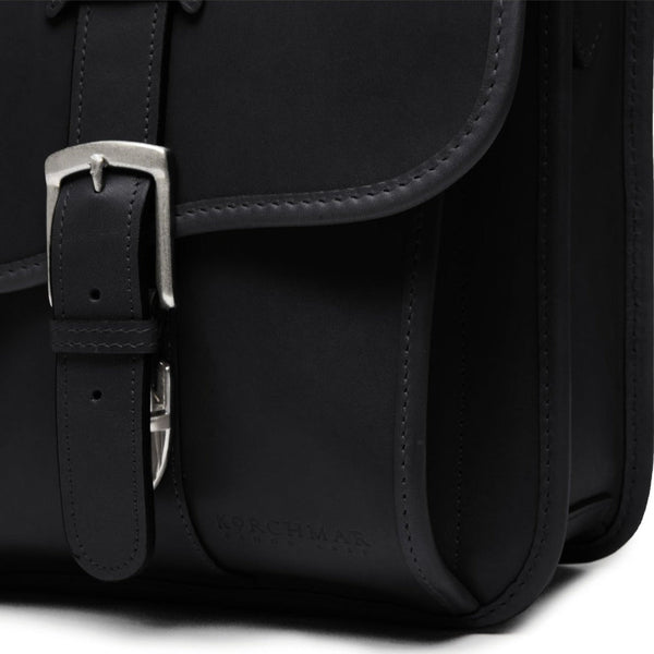 Garfield Leather Brief Case | Flap Over Computer Bag in Brown Leather | Made in USA | Initials and Gift Wrap | Korchmar Leather |