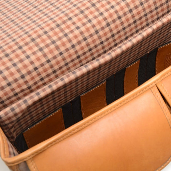 Garfield Leather Brief Case | Flap Over Computer Bag in Brown Leather | Made in USA | Initials and Gift Wrap | Korchmar Leather |