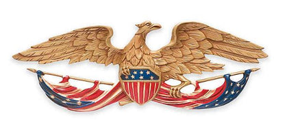 Reproduction Patriotic American Eagle Flag | Wall Plaque | Gold Plated | US Flags and Eagle Art Sculpture | 24" | Gallery at Studio Burke Ltd, Washington, DC