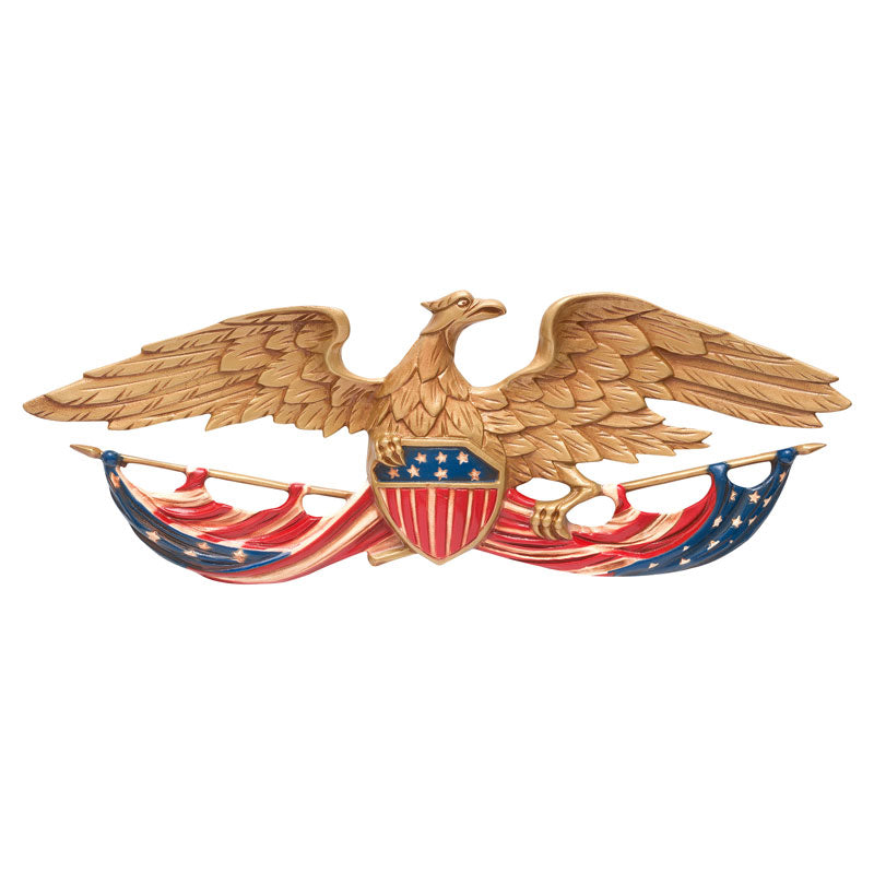 Reproduction Patriotic American Eagle Flag | Wall Plaque | Gold