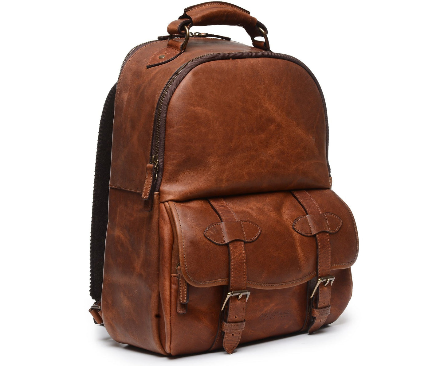 Lewis Classic 16" Leather Backpack | Classic Chestnut Brown Leather Backpack  | Made in USA | Korchmar