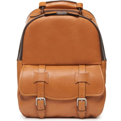 Lewis Classic 16" Leather Backpack | Tan Leather Backpack | Nickle Zippers | Made in USA | Korchmar