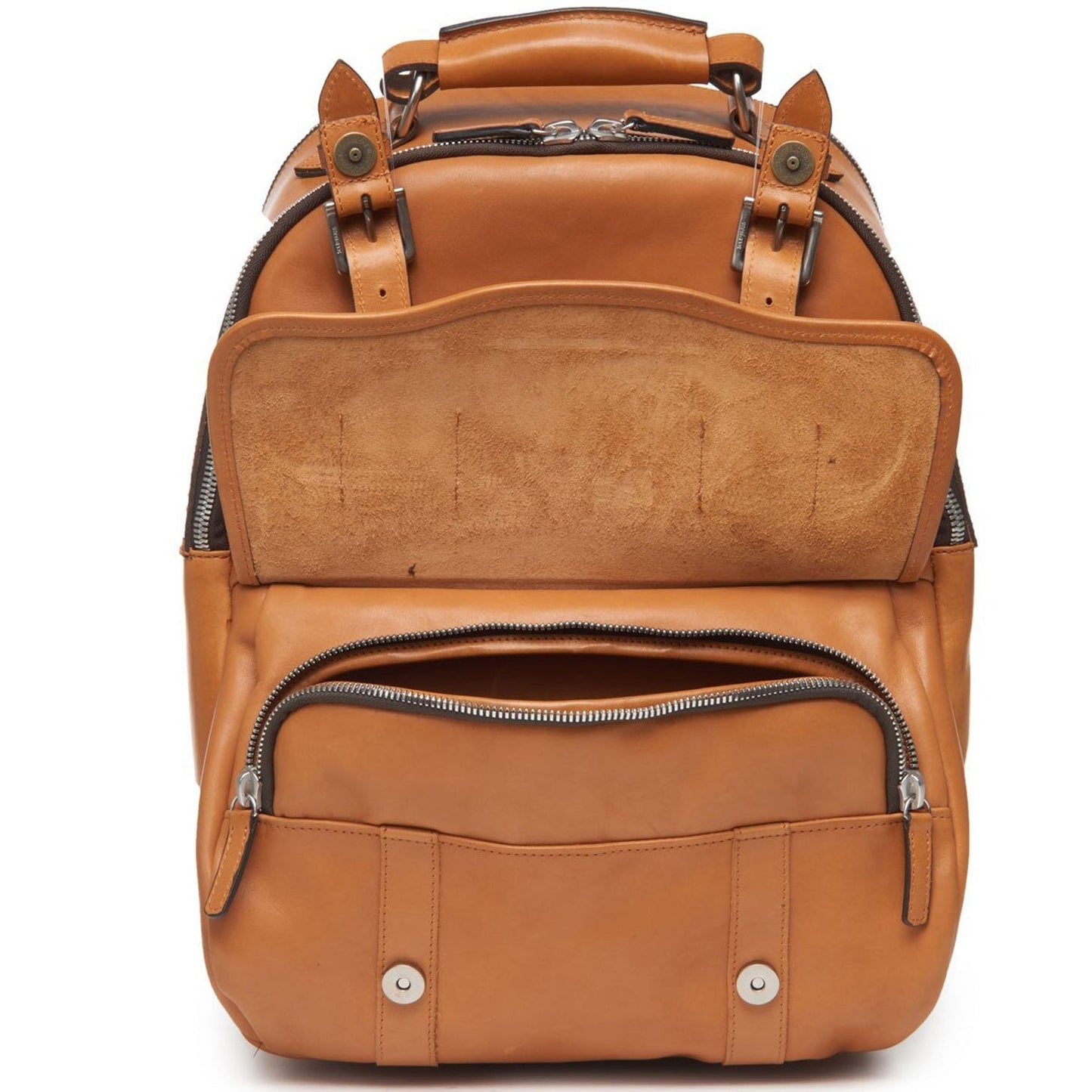 Lewis Classic 16" Leather Backpack | Brown Leather Backpack | Nickle Zippers | Made in USA | Korchmar