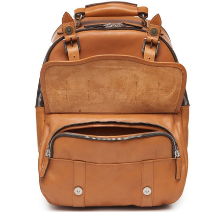 Lewis Classic 16" Leather Backpack | Tan Leather Backpack | Nickle Zippers | Made in USA | Korchmar