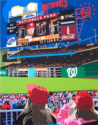 Framed Washington Nationals Baseball | Nats Baseball | Bright, Modern, Contemporary Art | Joseph Craig English | 13 by 16 Inches