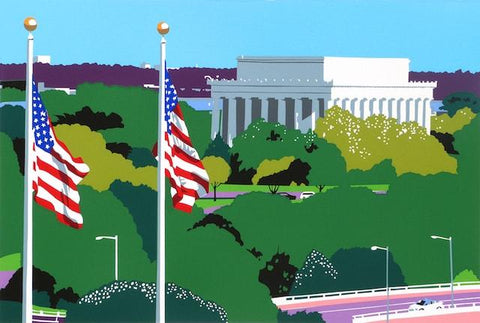 Lincoln Memorial | Lincoln Memorial Art | A View from The Kennedy Center | Joseph Craig English, Artist | 14 by 11 Inches-Giclee Print-Sterling-and-Burke