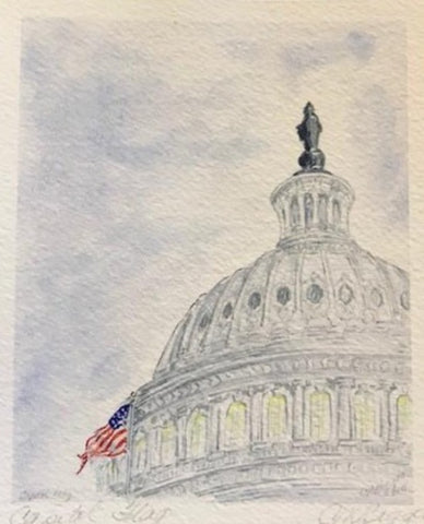 Capitol Art | Capitol Flag I | Limited Edition Giclee Print Card by Carole Moore Biggio | 7 by 5 Inches