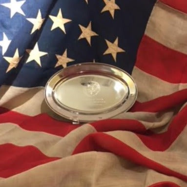 VA Service Award | 40 Years of Service | Engraved Oval Tray with Stand | Sterling and Burke-Pewter-Sterling-and-Burke