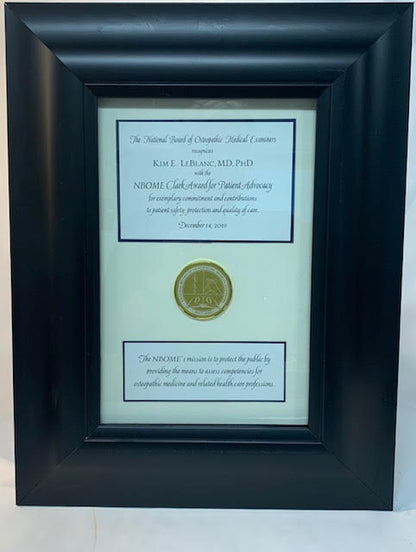 Bespoke Awards for NBOME | Awards in Gold, Wood, Black Frame | Superior Quality Bespoke Award | Custom Framed Award | Certificate | Studio Burke DC