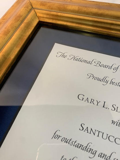 Bespoke Awards for NBOME | Awards in Gold, Wood, Black Frame | Superior Quality Bespoke Award | Custom Framed Award | Certificate | Studio Burke DC