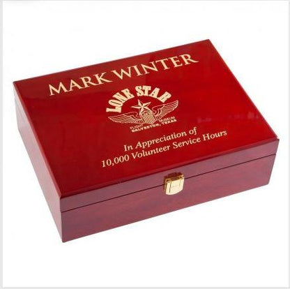 VA Service Award | 50 Years of Service | Rosewood Desk Box | Engraved-Award-Sterling-and-Burke