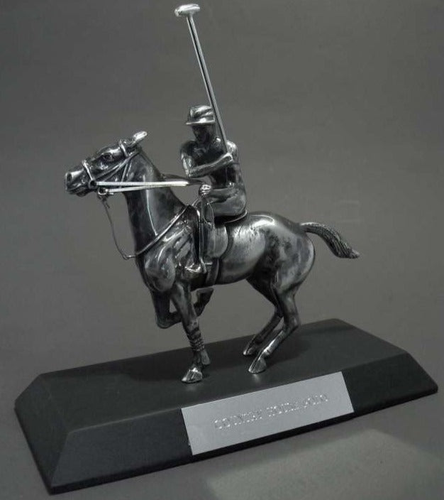 Award, Sculpture, Paperweight Hood Ornament | POLO Player on Horse | Car Mascot | 4.5 by 5 Inches | Made in England