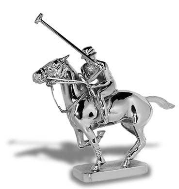 Award, Sculpture, Paperweight Hood Ornament | POLO Player on Horse | Car Mascot | 4.5 by 5 Inches | Made in England