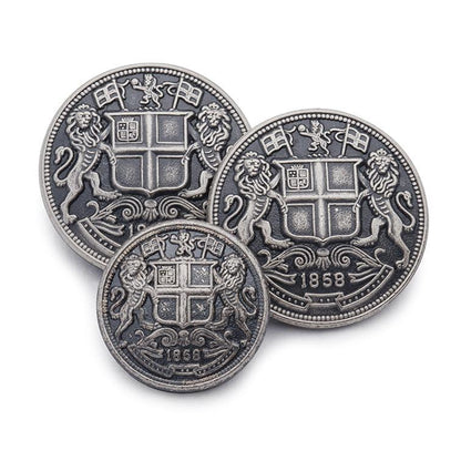 East India Company Blazer Button Set | Antique Silver Blazer Buttons | Made in UK-Blazer Buttons-Sterling-and-Burke