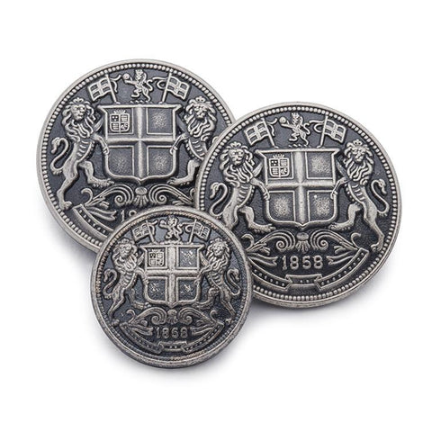 East India Company Blazer Button Set | Antique Silver Blazer Buttons | Made in UK-Blazer Buttons-Sterling-and-Burke
