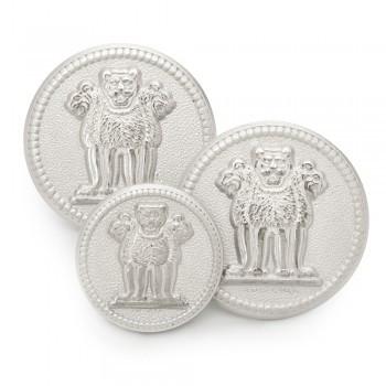 Three Lions of Ashoka Silver Blazer Buttons Set-Blazer Buttons-Sterling-and-Burke
