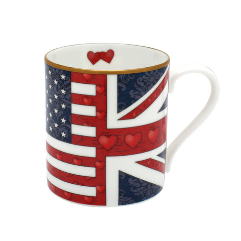 Halcyon Days Very Special Relationship Flag Mug-Bone China-Sterling-and-Burke