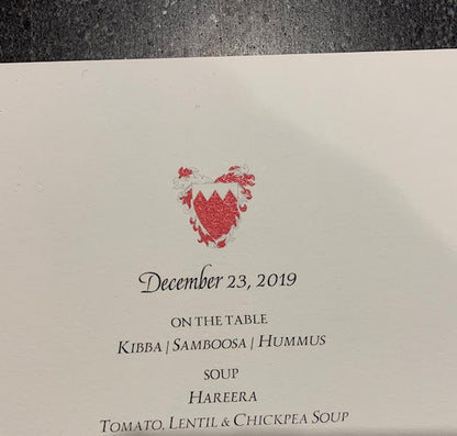 Bahrain Embassy | Menu Card and Place Cards | Ambassador's Residence | December 2019