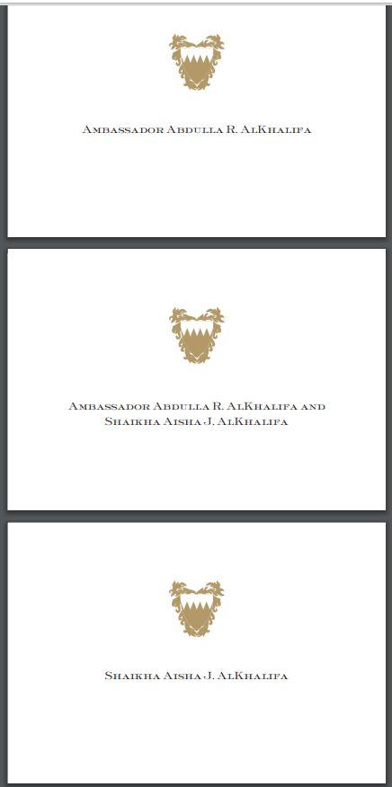 Bespoke Proof | Bahrain Embassy Stationery | Gift Card and Envelope | Gold Seal and Text on Gift Card Only | Hand Engraved | Sterling and Burke Ltd-Custom Stationery-Sterling-and-Burke