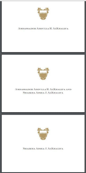 Bespoke Proof | Bahrain Embassy Stationery | Gift Card Only | Gold Seal and Text on Gift Card Only | Hand Engraved | Sterling and Burke Ltd-Custom Stationery-Sterling-and-Burke