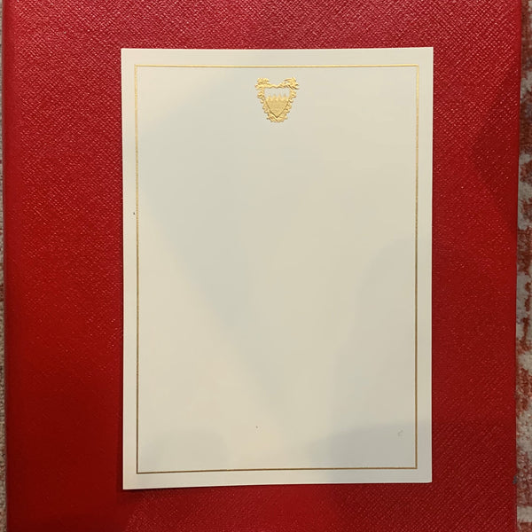 Bahrain Embassy | NEW LOGO | 5 by 7 Inch Menu Cards | Quantity 500 | GOLD Seal w/ GOLD Border | Natural White | Hand Engraved