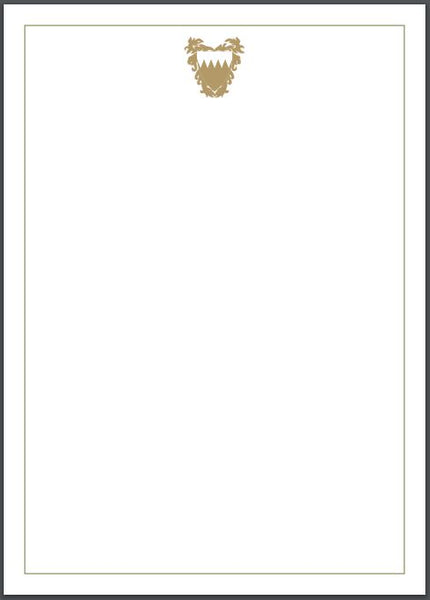 Bespoke Stationery | Bahrain Embassy | Menu Card with Gold / Silver Seal and Optional Gold / Silver Border | All Hand Engraved