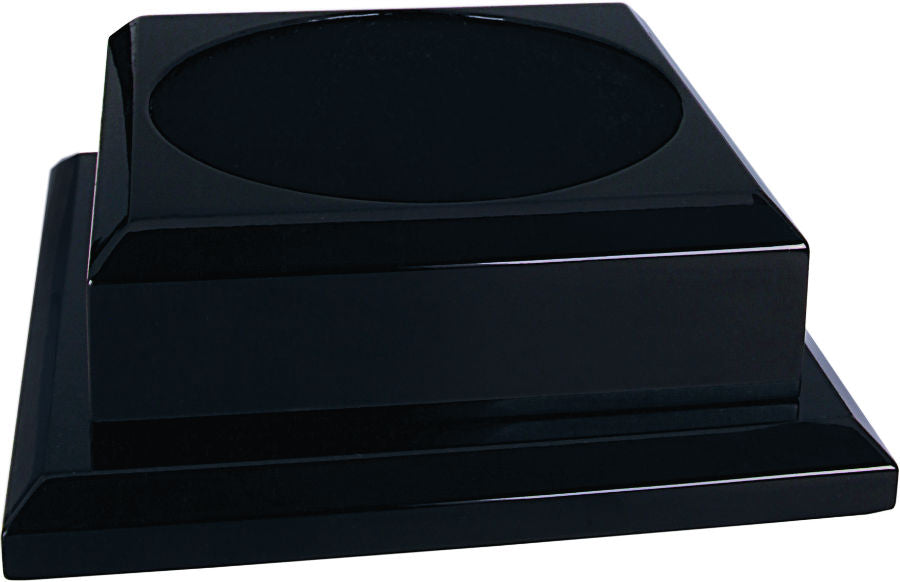 Custom Base for Award Sculpture | 7" Wood Base | Black with High Gloss Piano Finish | Studio Burke Ltd