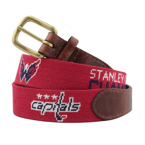 Needlepoint Collection | Washington Capitals® 2018 Stanley Cup Needlepoint Belt | Red | Smathers and Branson-Belt-Sterling-and-Burke