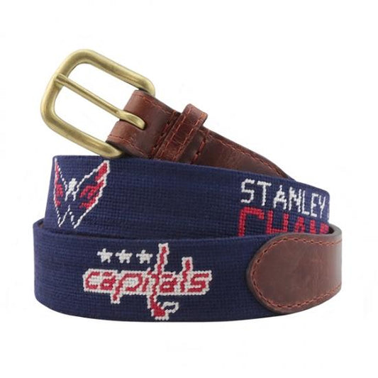 Needlepoint Collection | Washington Capitals® 2018 Stanley Cup Needlepoint Belt | Dark Navy | Smathers and Branson-Belt-Sterling-and-Burke