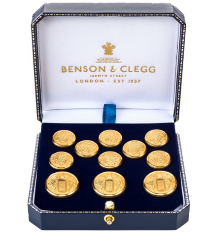 Lion Blazer Buttons | Three Lions Columbia | City of London | Gold Plated Blazer Buttons | Made in England | Benson and Clegg, London