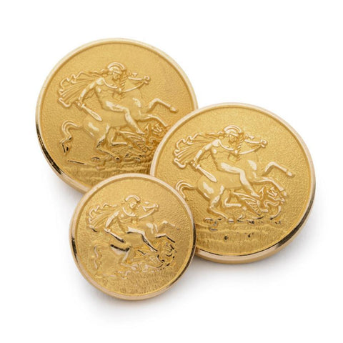 St George & The Dragon Blazer Button Set | Double Breasted Blazer Buttons | Gold Plate | Made in UK-Blazer Buttons-Sterling-and-Burke