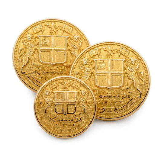 East India Company | Crest Design | Blazer Button Set | Gilt / Gold Plated Blazer Buttons | Made in UK