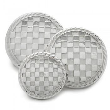 Checkerboard Blazer Button Set in Silver-Blazer Buttons-Sterling-and-Burke