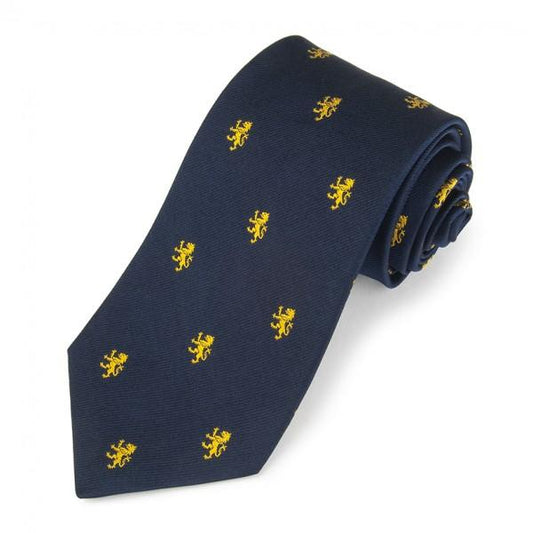 Rampant Lion, Navy with Gold | Silk Tie | Benson and Clegg | Made in England-Necktie-Sterling-and-Burke