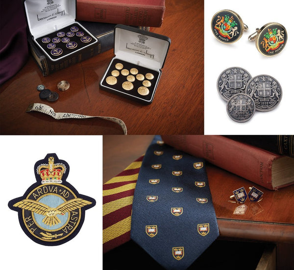 Heraldic Shield Blazer Button Set | Black Enamel Blazer Buttons | Matte Silver Finish | Made in UK-Blazer Buttons-Sterling-and-Burke