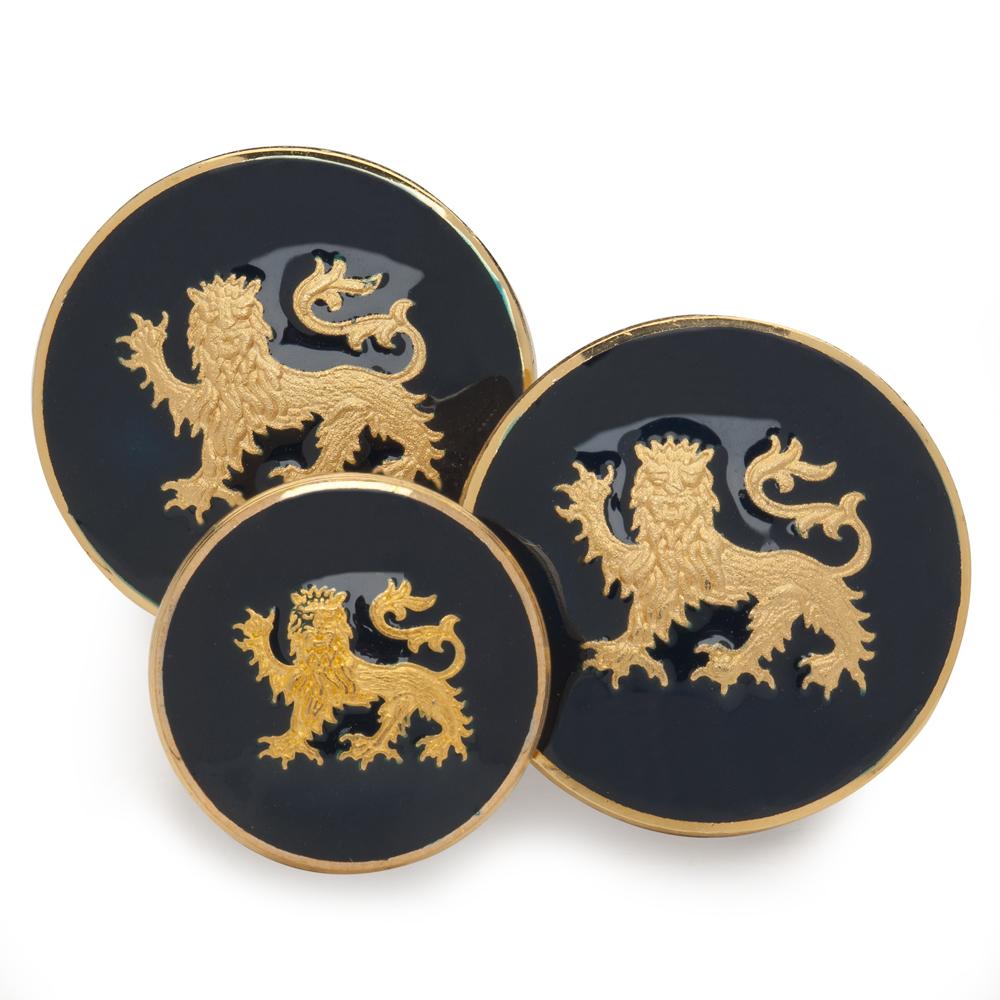 Lion Passant Guardant Blazer Button Set | Navy Blue Enamel and Gold Blazer Buttons | Custom Production Deposit