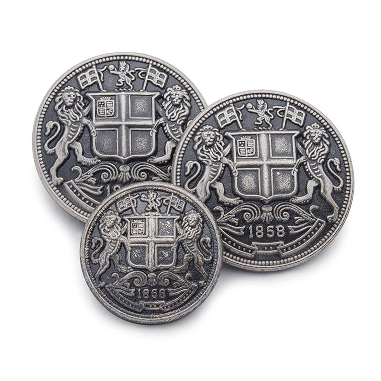 East India Company | Crest Design | Blazer Button Set | Antique Silver Blazer Buttons | Made in UK