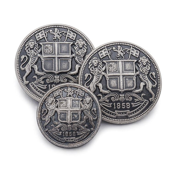East India Company | Crest Design | Blazer Button Set | Antique Silver Blazer Buttons | Made in UK