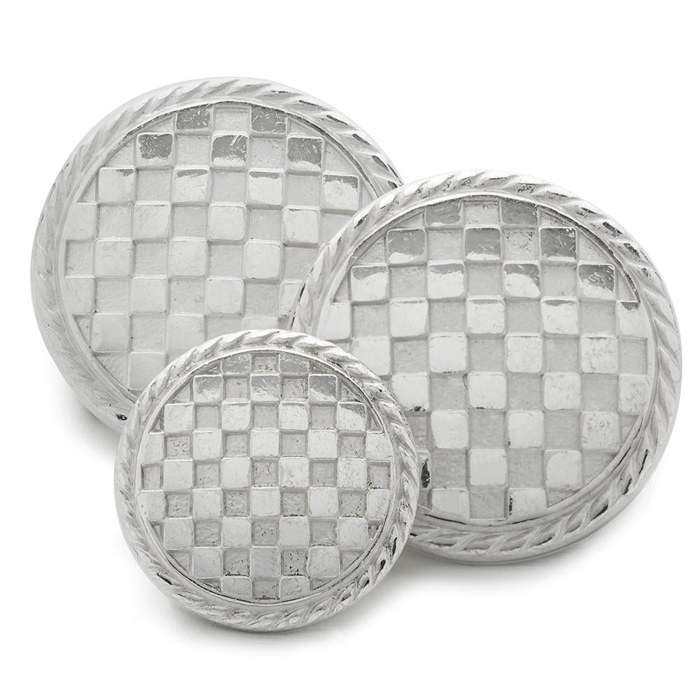Checkerboard Blazer Buttons | Silver Plated Blazer Buttons | Made in England | Benson and Clegg, London