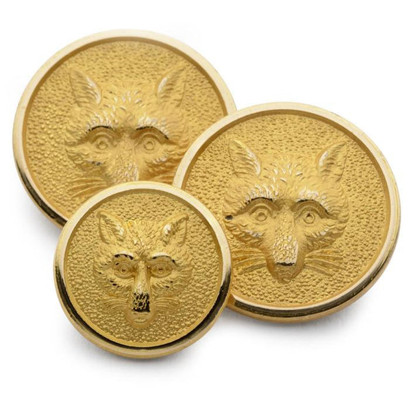 Fox Head Blazer Buttons | Gold Plated Blazer Buttons | Made in England | Benson and Clegg, London