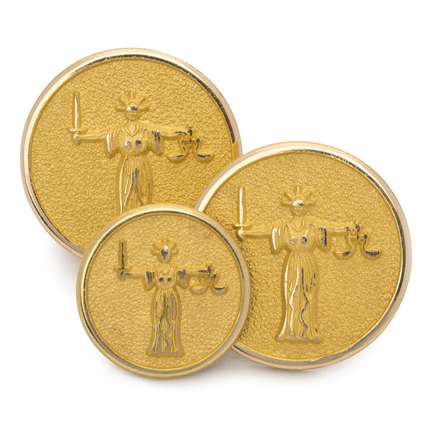 Legal Lady Justice Blazer Button Set | Gold Plated Legal Blazer Buttons | Made in England