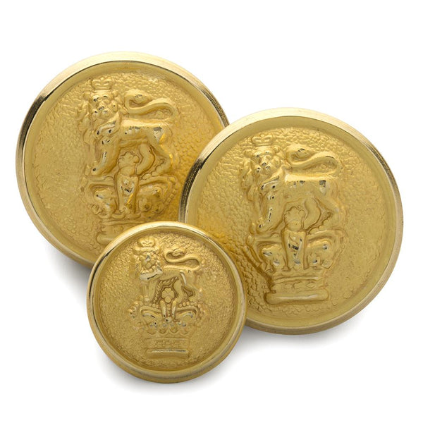 Lion and Crown Blazer Buttons | Gold Plated Blazer Buttons | Made in England | Benson and Clegg, London