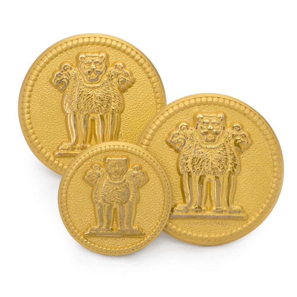 Three Lions of Ashoka Blazer Buttons Set | Gold and Silver | Made in England
