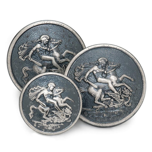 St George & The Dragon Blazer Button Set | Single Breasted Blazer Buttons | Antique Silver | Made in UK-Blazer Buttons-Sterling-and-Burke