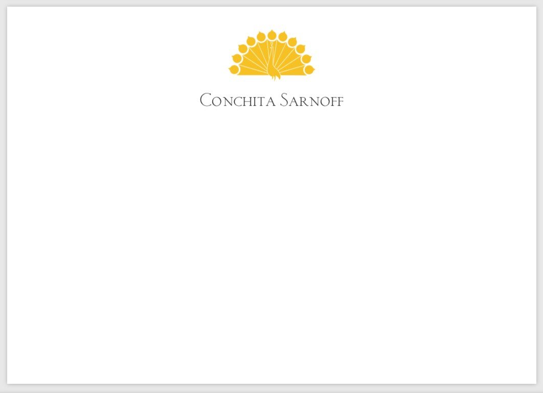 Conchita Sarnoff Bespoke Stationery | Correspondence Card | Gold Logo and Text on Correspondence Card | Hand Engraved | Sterling and Burke Ltd-Custom Stationery-Sterling-and-Burke